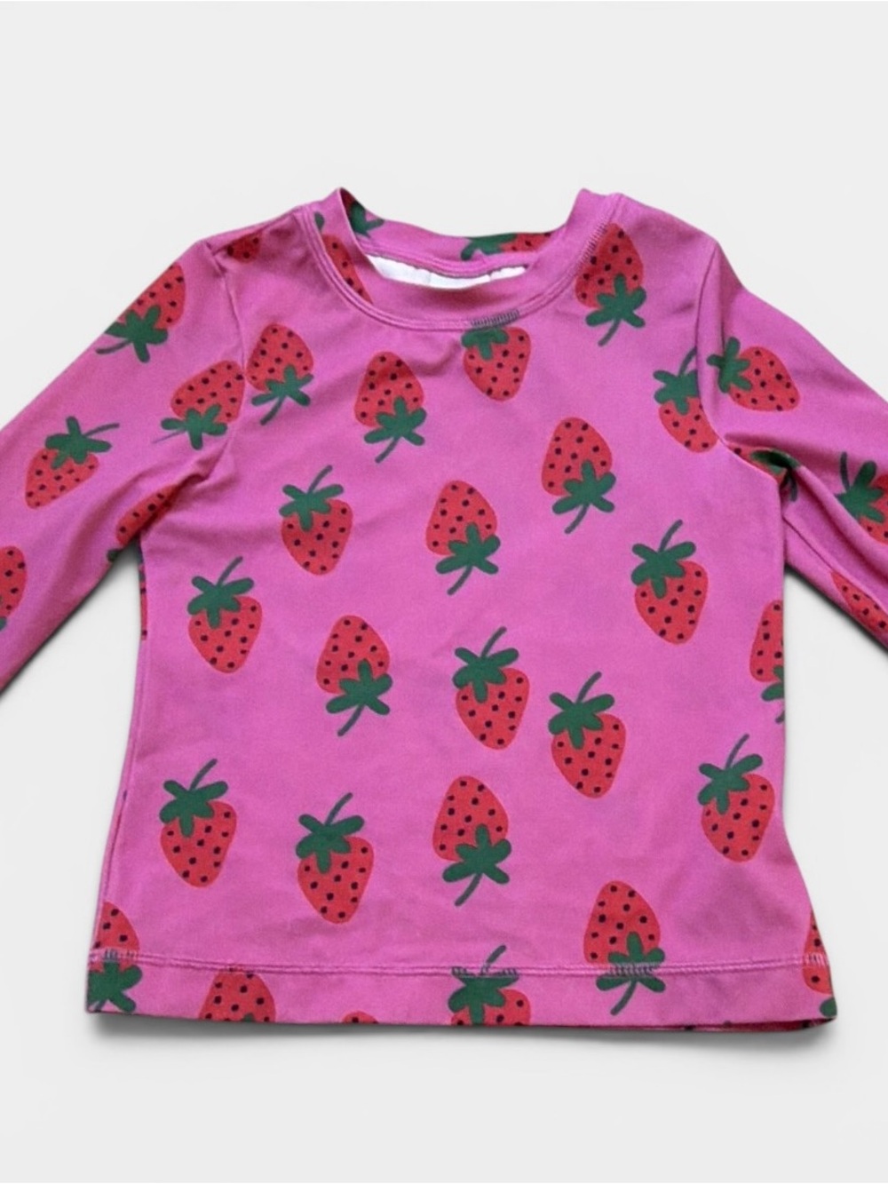 Hanna Andersson Girls Rash Guard Size 5 Pink Strawberry UPF Long Sleeve Swim Top
